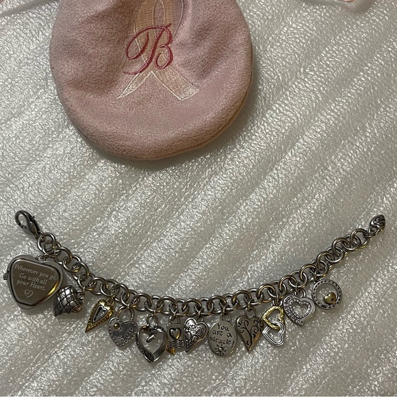 Brighton Power of Pink Breast Cancer Charm Bracelet Watch Silver Gold + Bag💞 - Picture 12 of 17